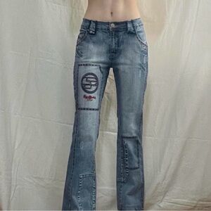 Vintage Y2K Pepe London Low Rise Patchwork Flare Jeans